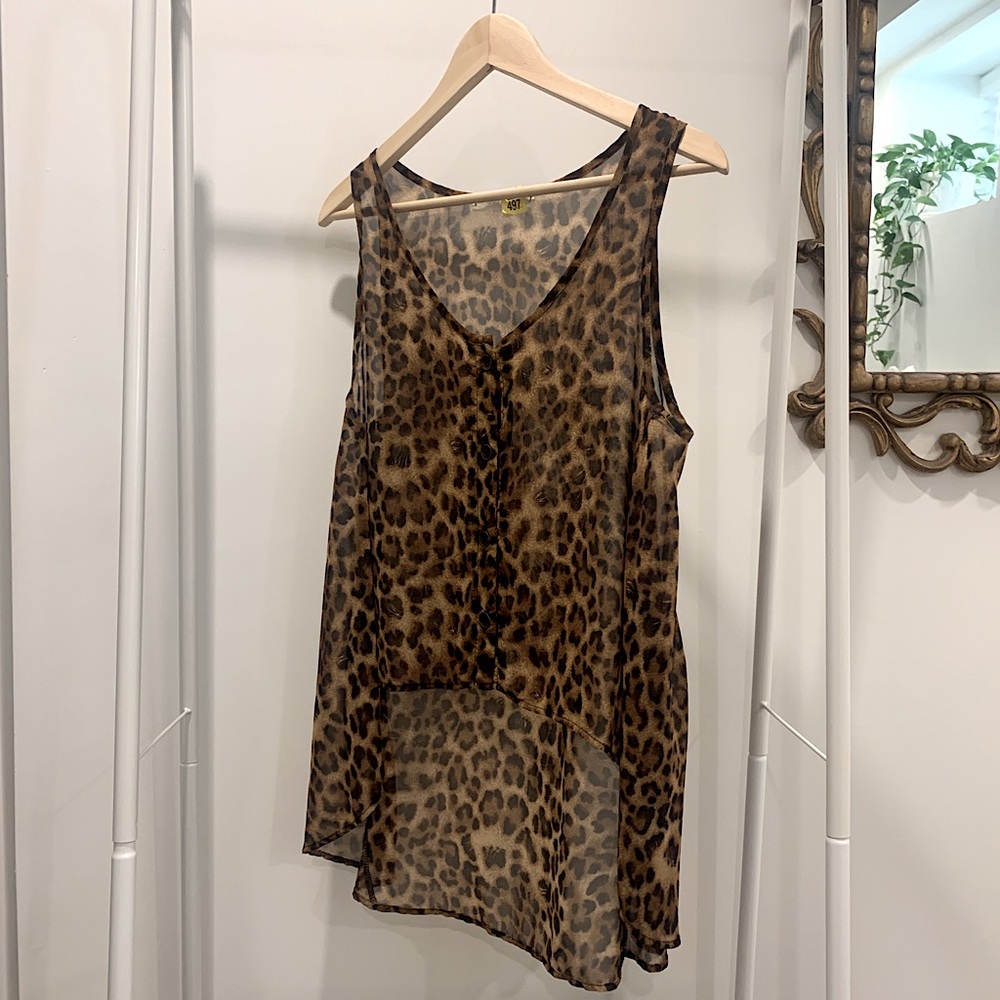 Audrey High Low Animal Print Tank Top